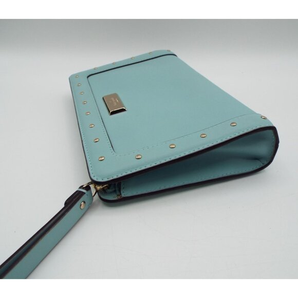 Kate Spade New York Helena Street Light Blue Leather Studded Wristlet Clutch - Picture 6 of 15